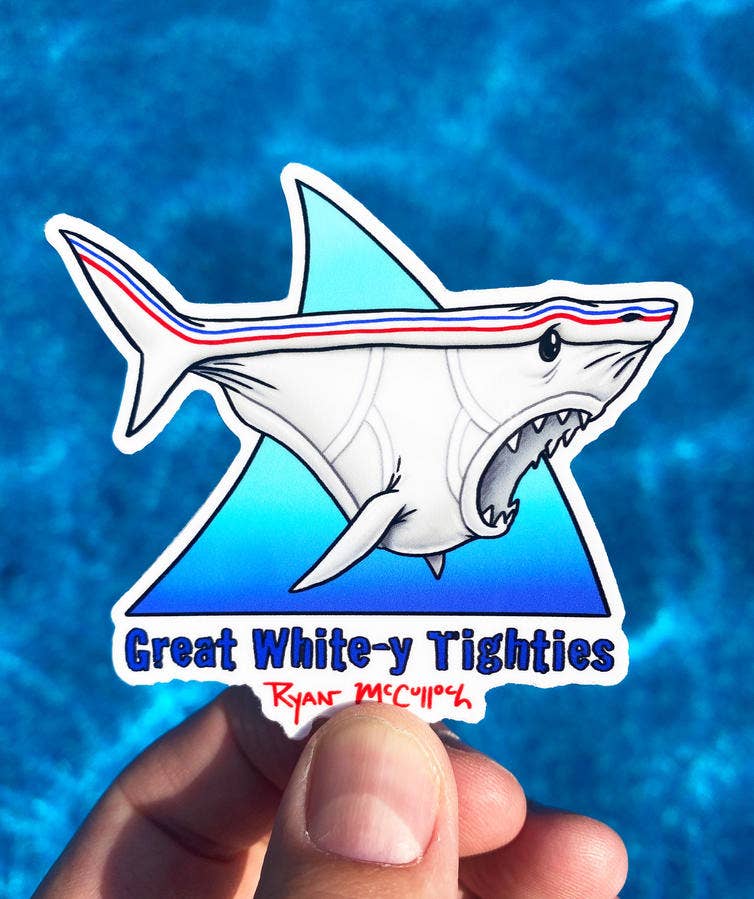 VINYL STICKER: Great White-y Tighties (Underpants Shark!)