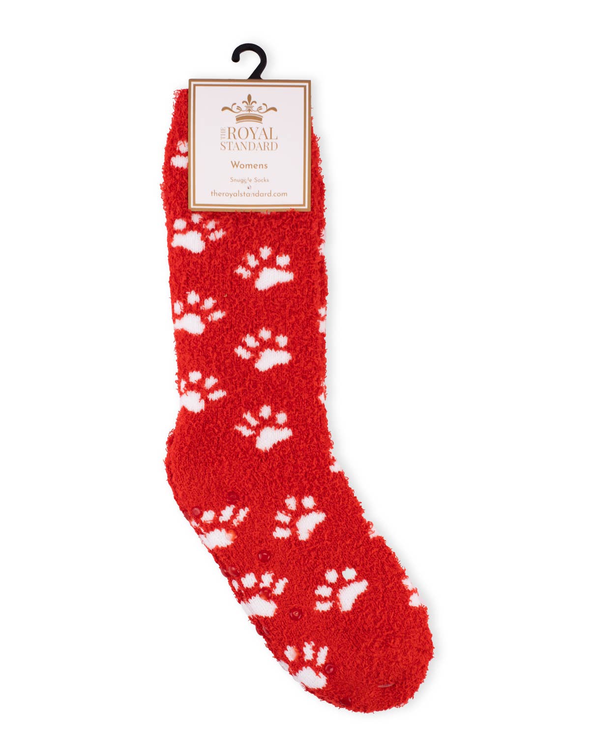 Women's Paw Print Snuggle Socks Red One Size