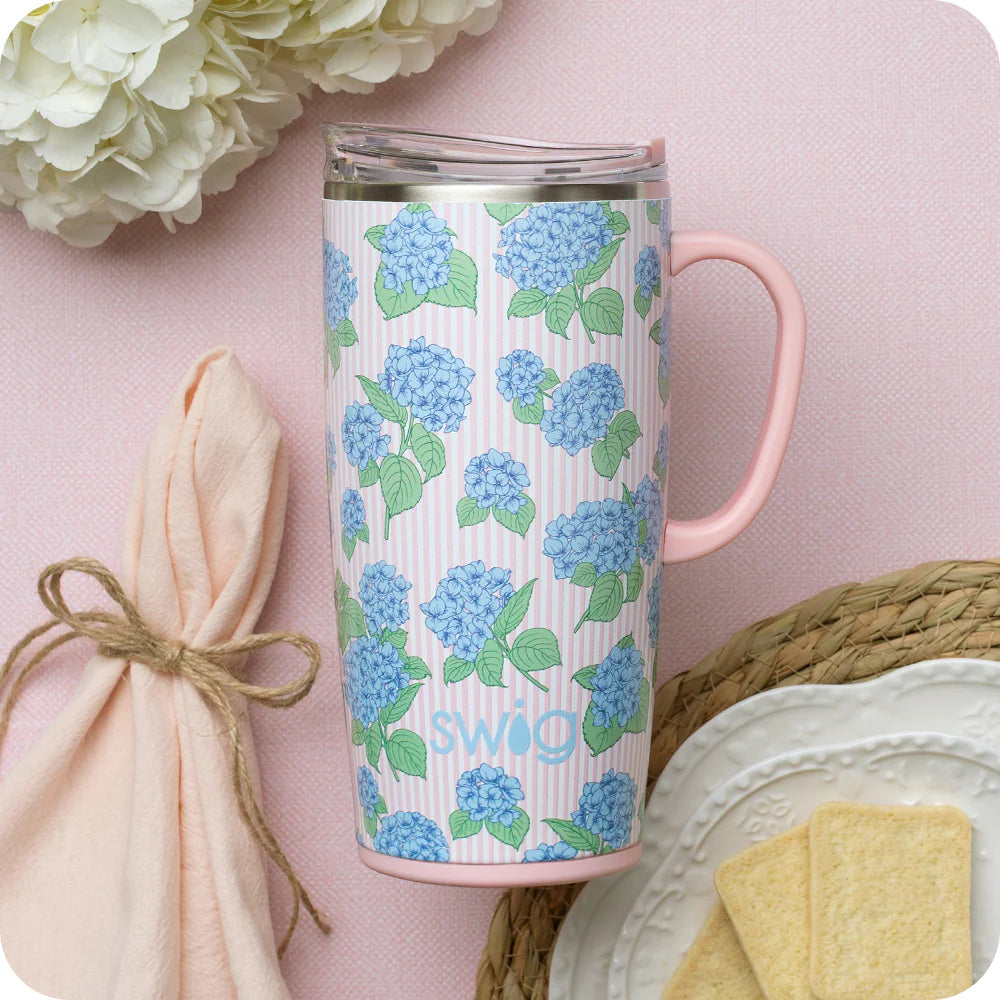 Hydrangeas travel mug