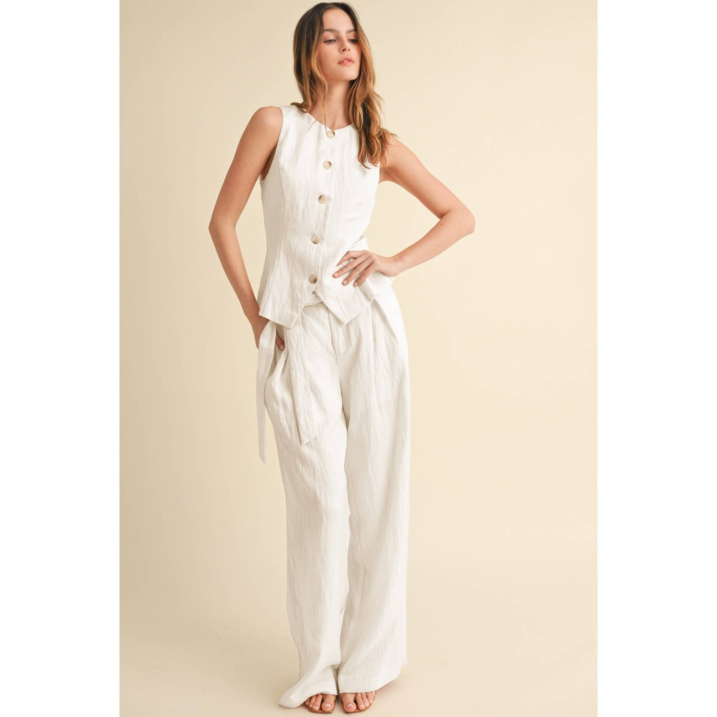 SLEEVELESS TOP AND WIDE-LEG PANTS SET - TOP ONLY