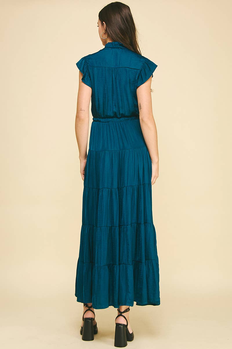 SATIN TIERED MAXI DRESS - 3775DD