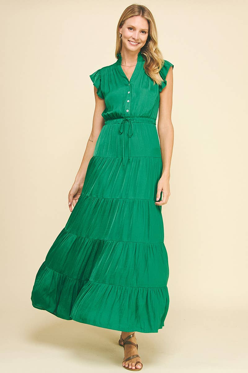 SATIN TIERED MAXI DRESS - 3775DD