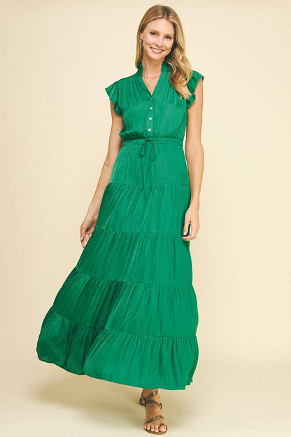 SATIN TIERED MAXI DRESS - 3775DD