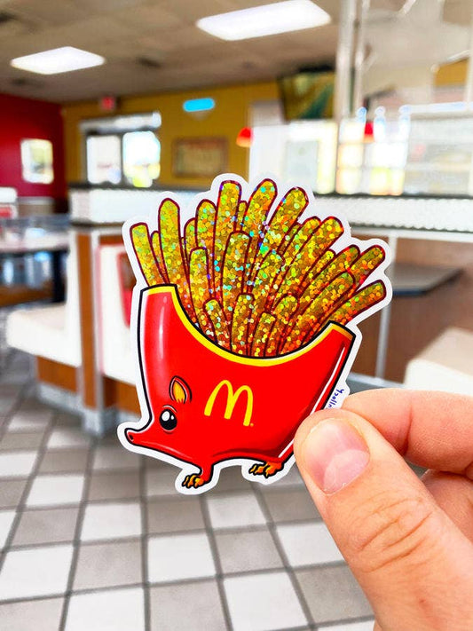 GLITTER STICKER: HedgeFries (French Fries Hedgehog)