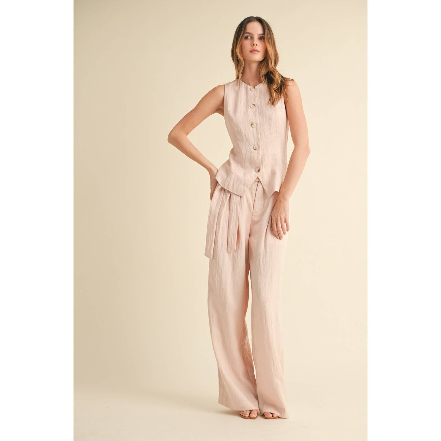 SLEEVELESS TOP AND WIDE-LEG PANTS SET - TOP ONLY
