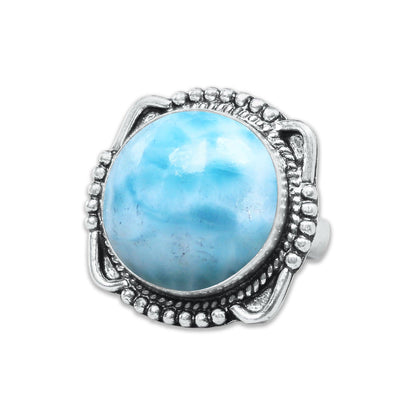 Larimar Rings – Silver-Plated, Handmade, Ocean Blue Dominican Stone (US Sizes 6–10) | Wholesale