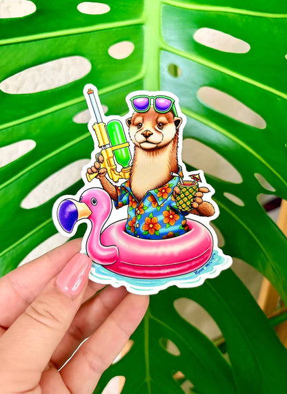 VINYL STICKER: Party River Otter (Flamingo Pool inflatable)