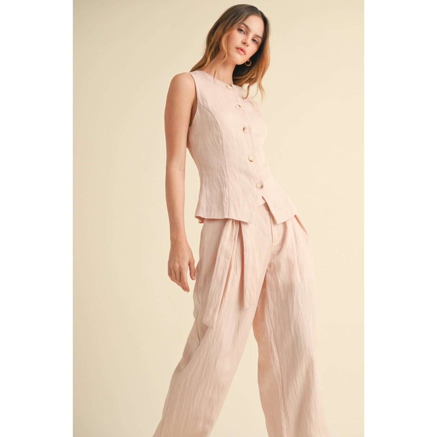 SLEEVELESS TOP AND WIDE-LEG PANTS SET - TOP ONLY