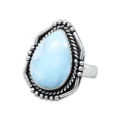 Larimar Rings – Silver-Plated, Handmade, Ocean Blue Dominican Stone (US Sizes 6–10) | Wholesale