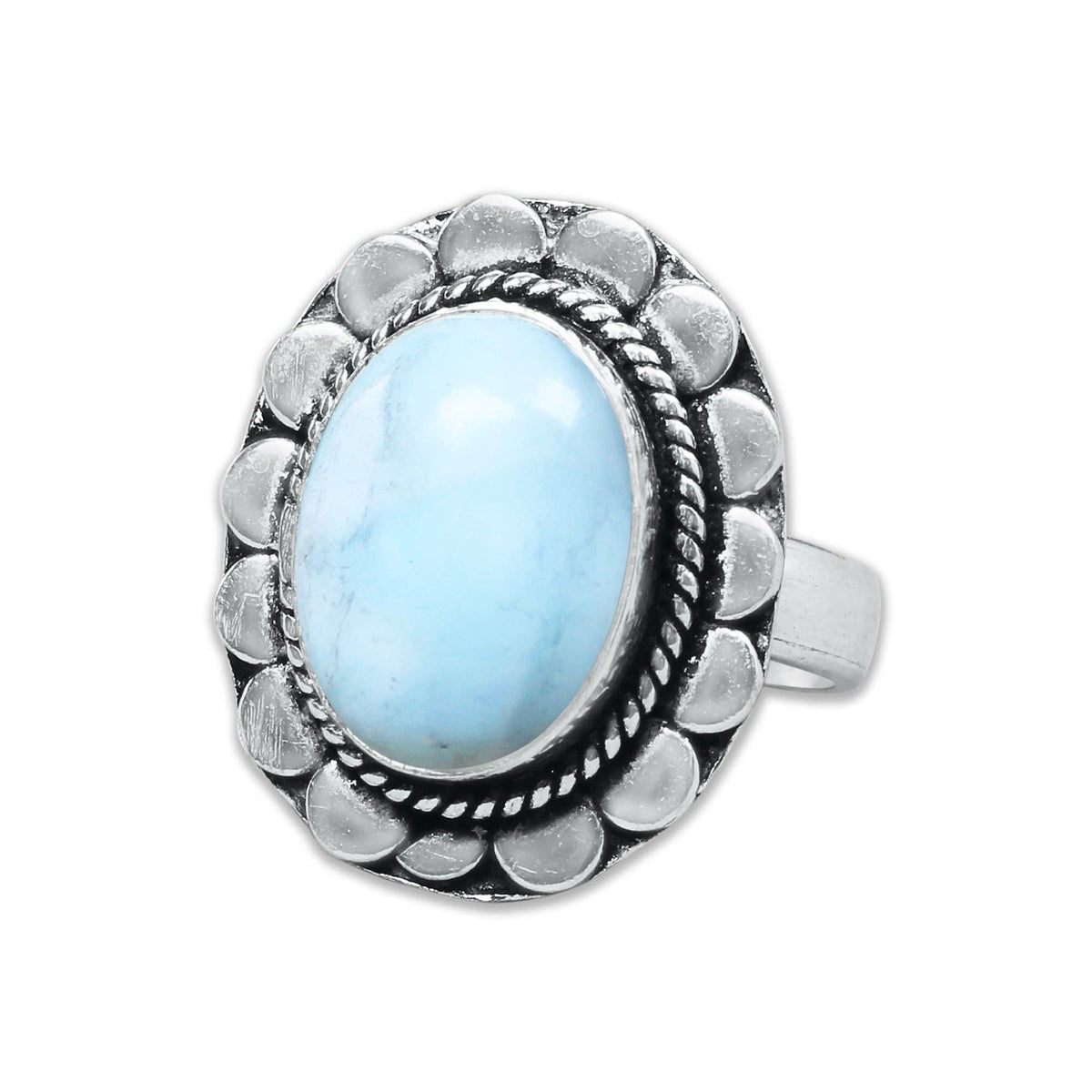 Larimar Rings – Silver-Plated, Handmade, Ocean Blue Dominican Stone (US Sizes 6–10) | Wholesale
