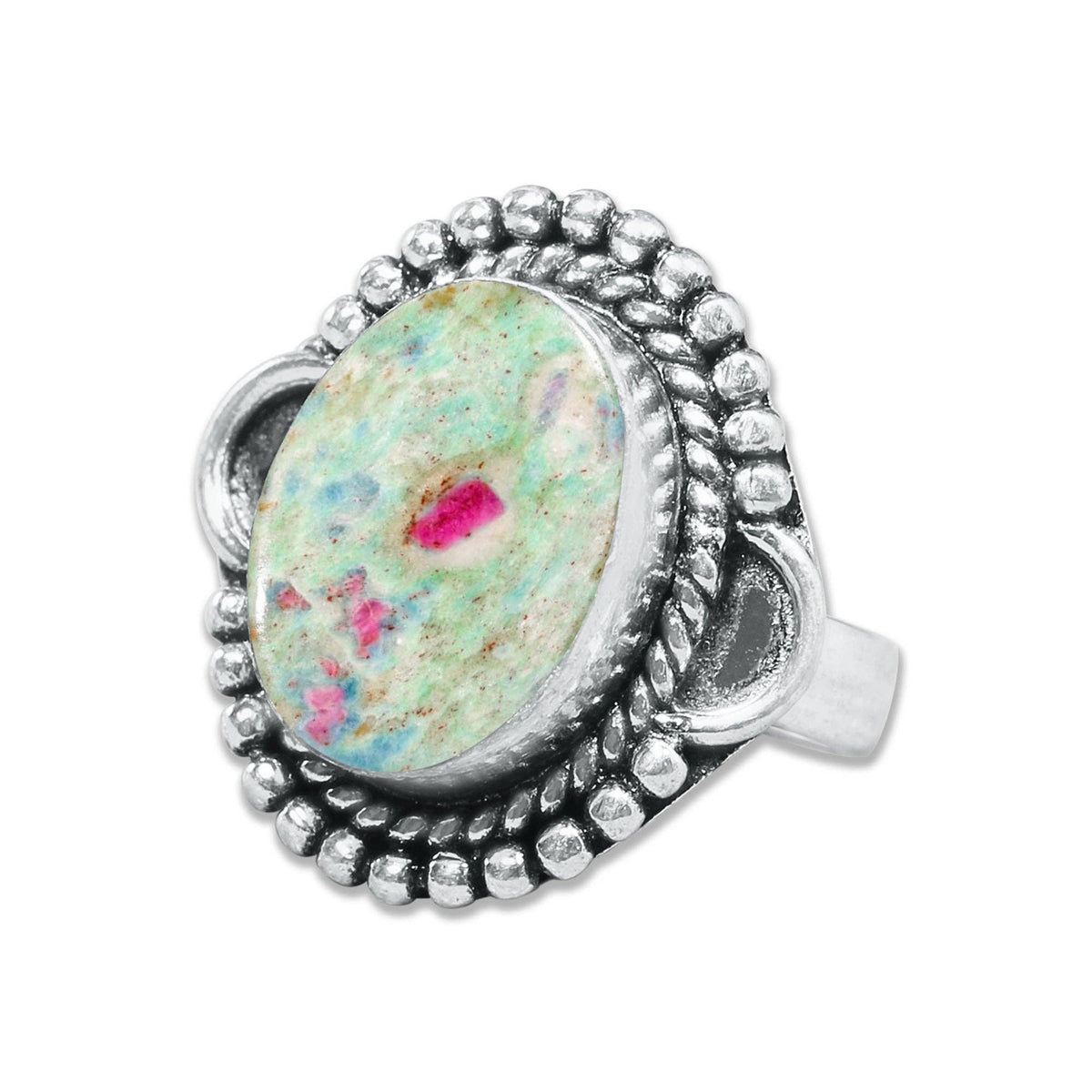 Fuchsite Rings – Handmade, Silver-Plated, Shimmery Green Crystal (Made to Order)