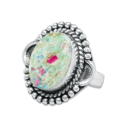 Fuchsite Rings – Handmade, Silver-Plated, Shimmery Green Crystal (Made to Order)