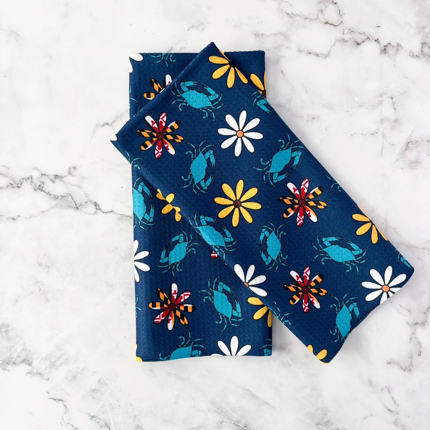 Navy Blue Maryland Crab Kitchen Dish Towel
