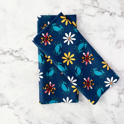Navy Blue Maryland Crab Kitchen Dish Towel