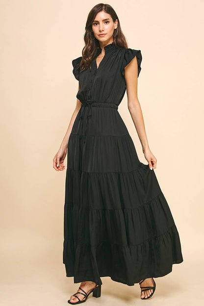 SATIN TIERED MAXI DRESS - 3775DD