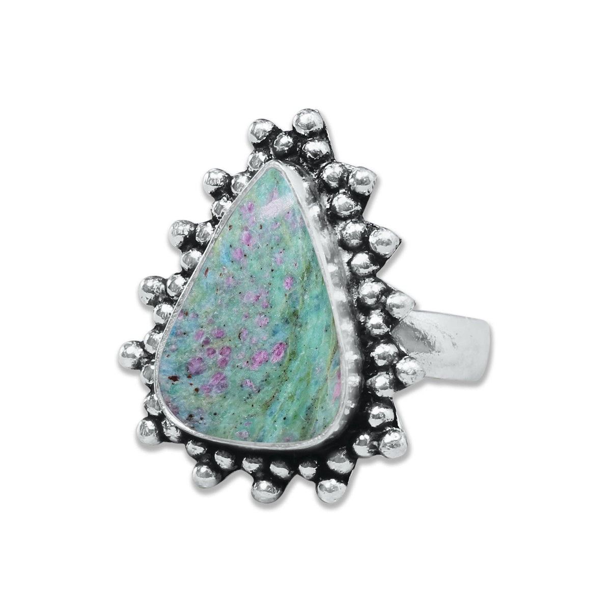 Fuchsite Rings – Handmade, Silver-Plated, Shimmery Green Crystal (Made to Order)