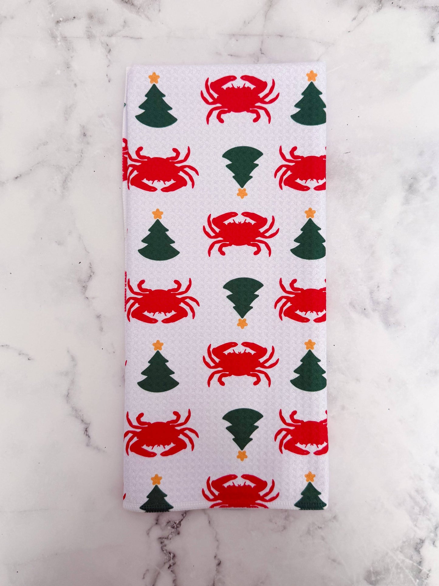 Crab & Christmas Tree Pattern Kitchen Dish Tea Towel