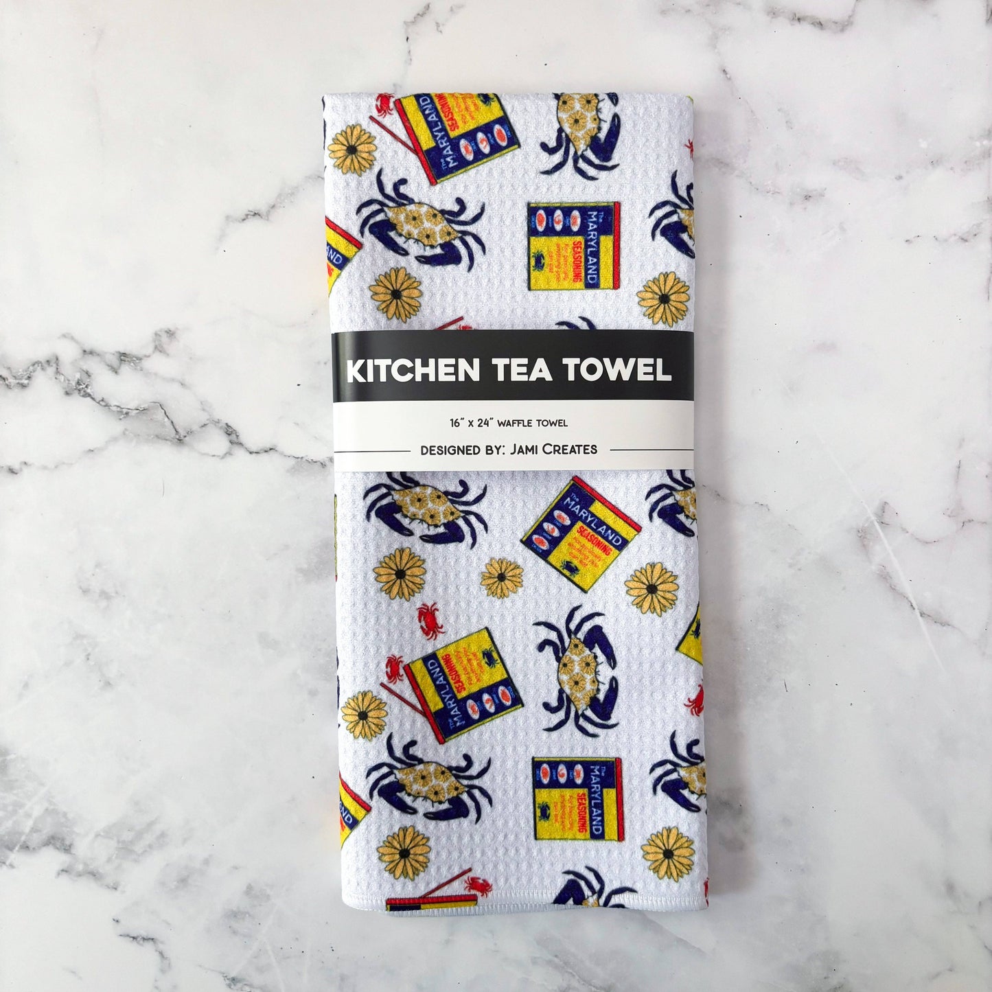 Maryland Seasoning Patterned Waffle Kitchen Dish Towel