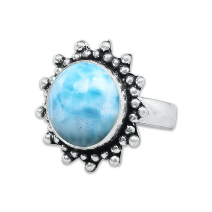Larimar Rings – Silver-Plated, Handmade, Ocean Blue Dominican Stone (US Sizes 6–10) | Wholesale