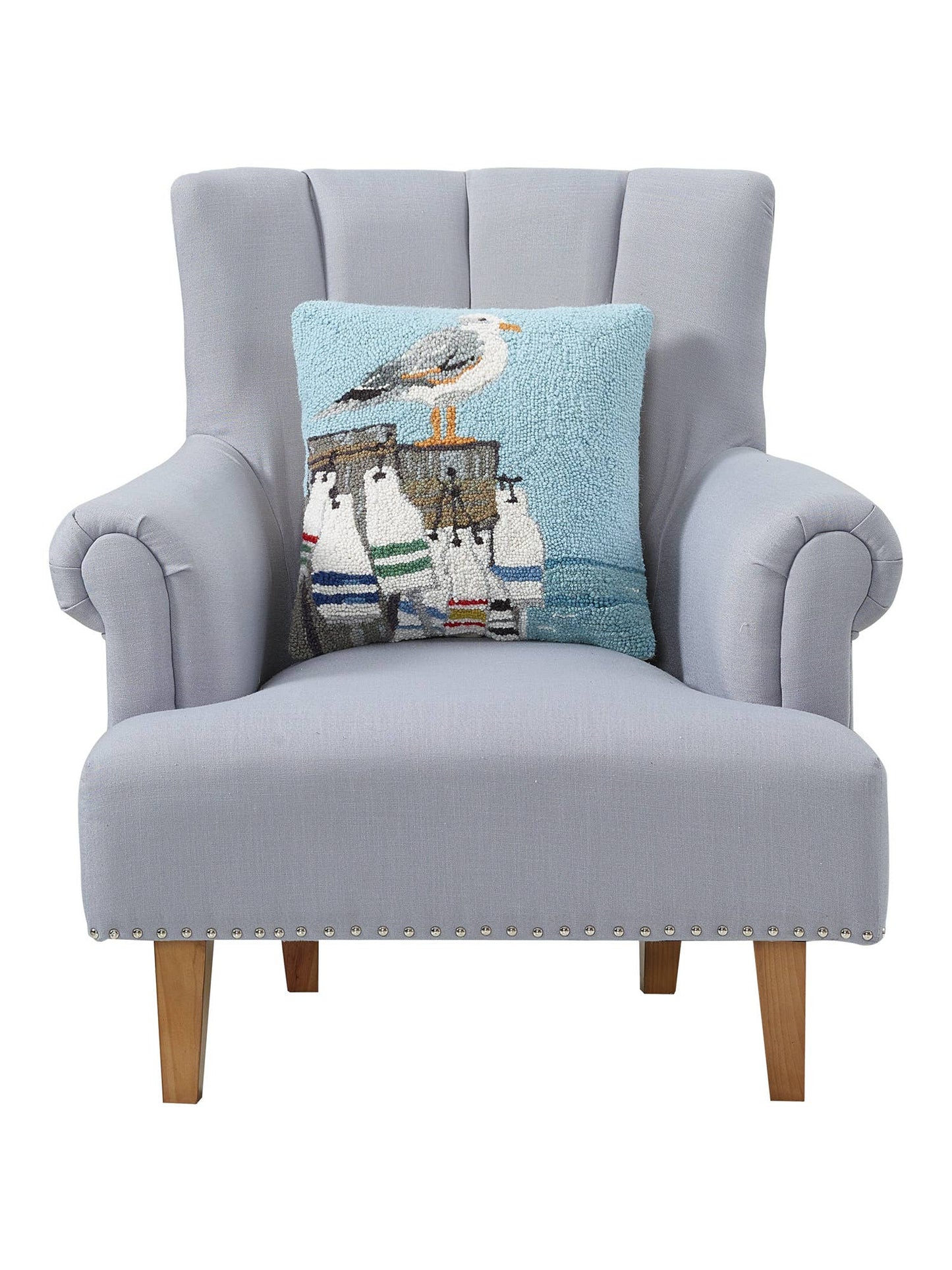 Seagull On Pier w/Buoys Hook Pillow - Susan Winget