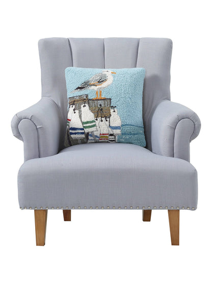 Seagull On Pier w/Buoys Hook Pillow - Susan Winget
