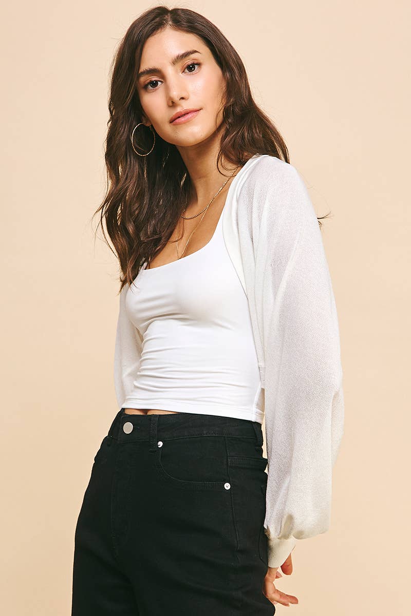 CROPPED OPEN CARDIGAN - OFF WHITE