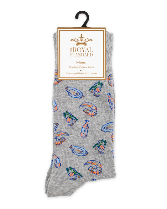 Men's Seafood Socks   Gray/Blue/Green  One Size