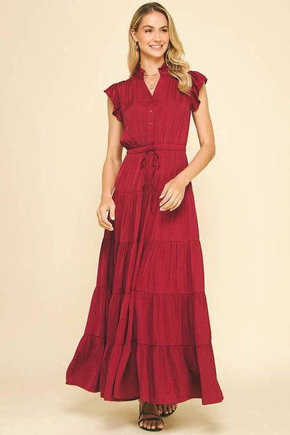 SATIN TIERED MAXI DRESS - 3775DD