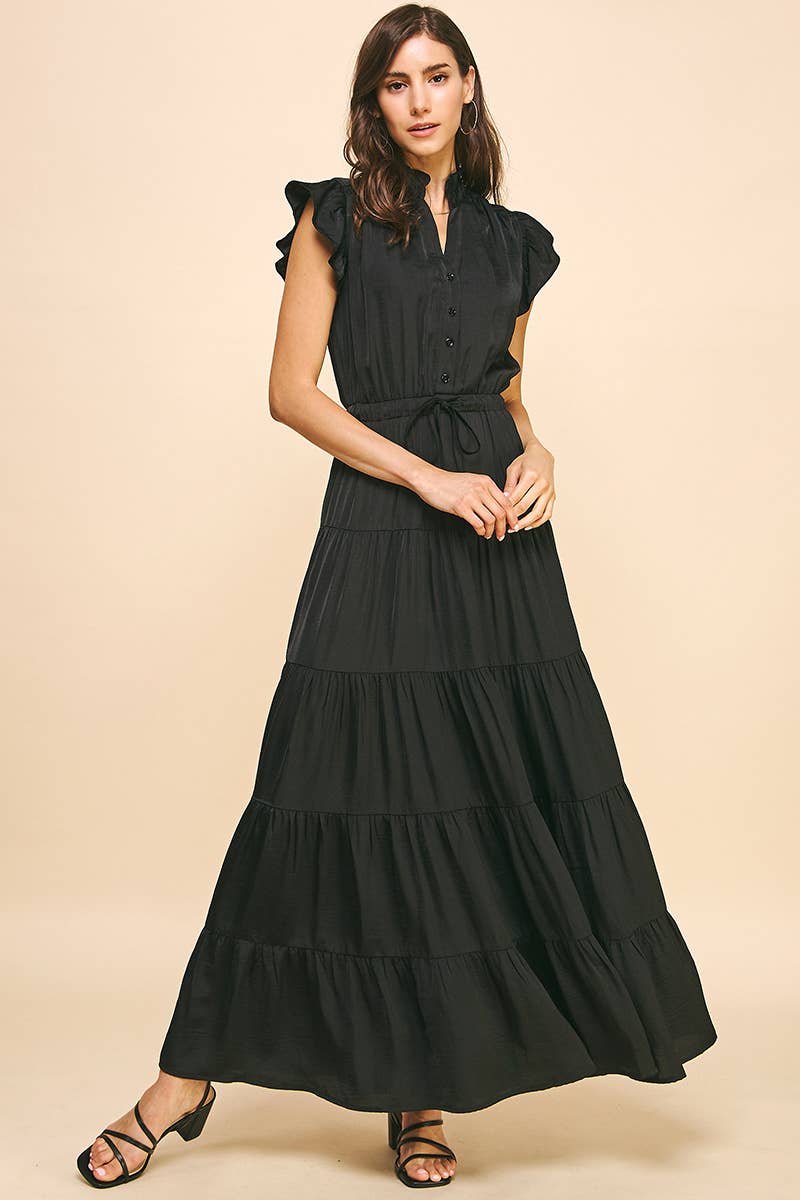 SATIN TIERED MAXI DRESS - 3775DD