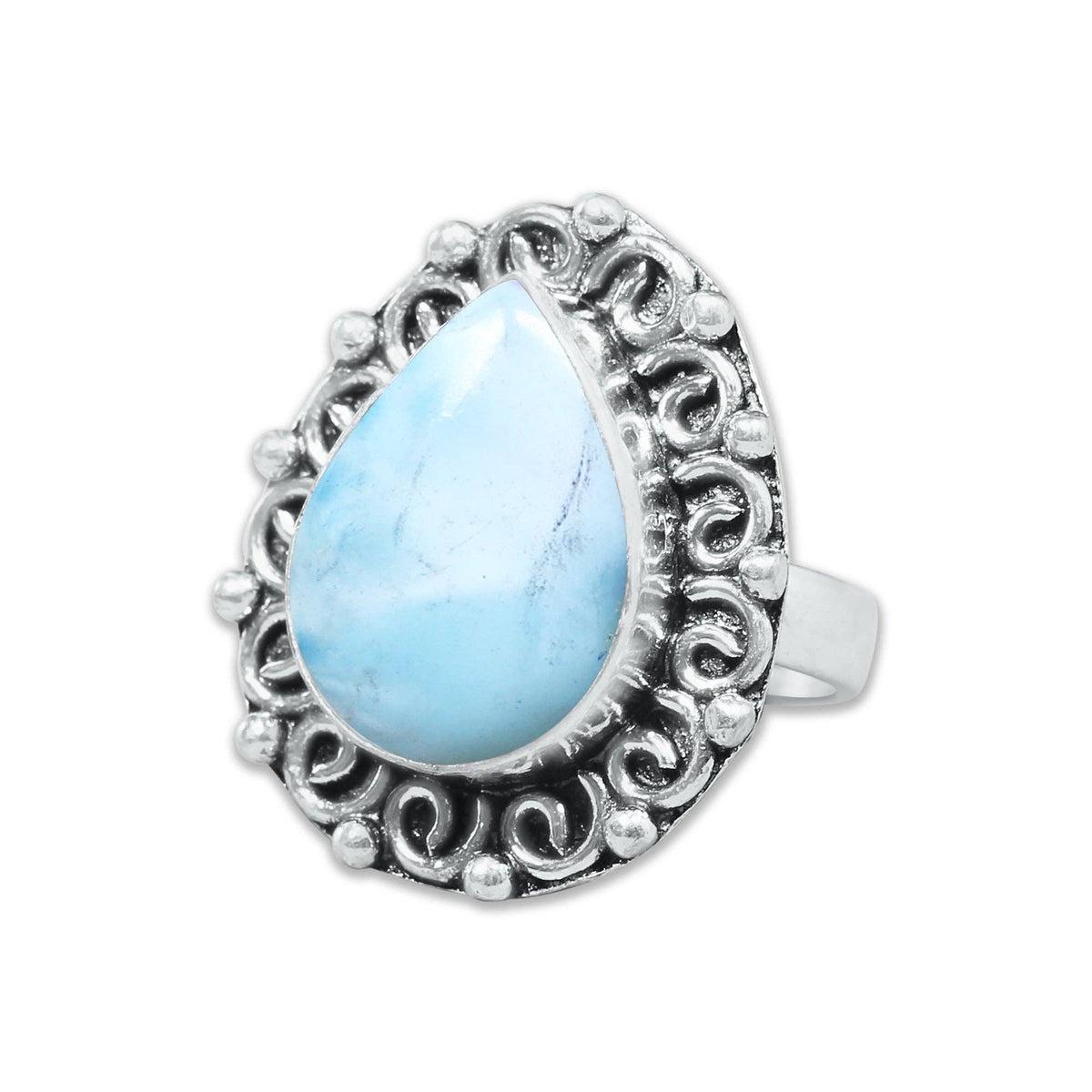 Larimar Rings – Silver-Plated, Handmade, Ocean Blue Dominican Stone (US Sizes 6–10) | Wholesale