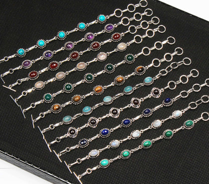 Multi-Gemstone Setting Bracelets – Silver-Plated, Handmade, Natural Crystals | Wholesale