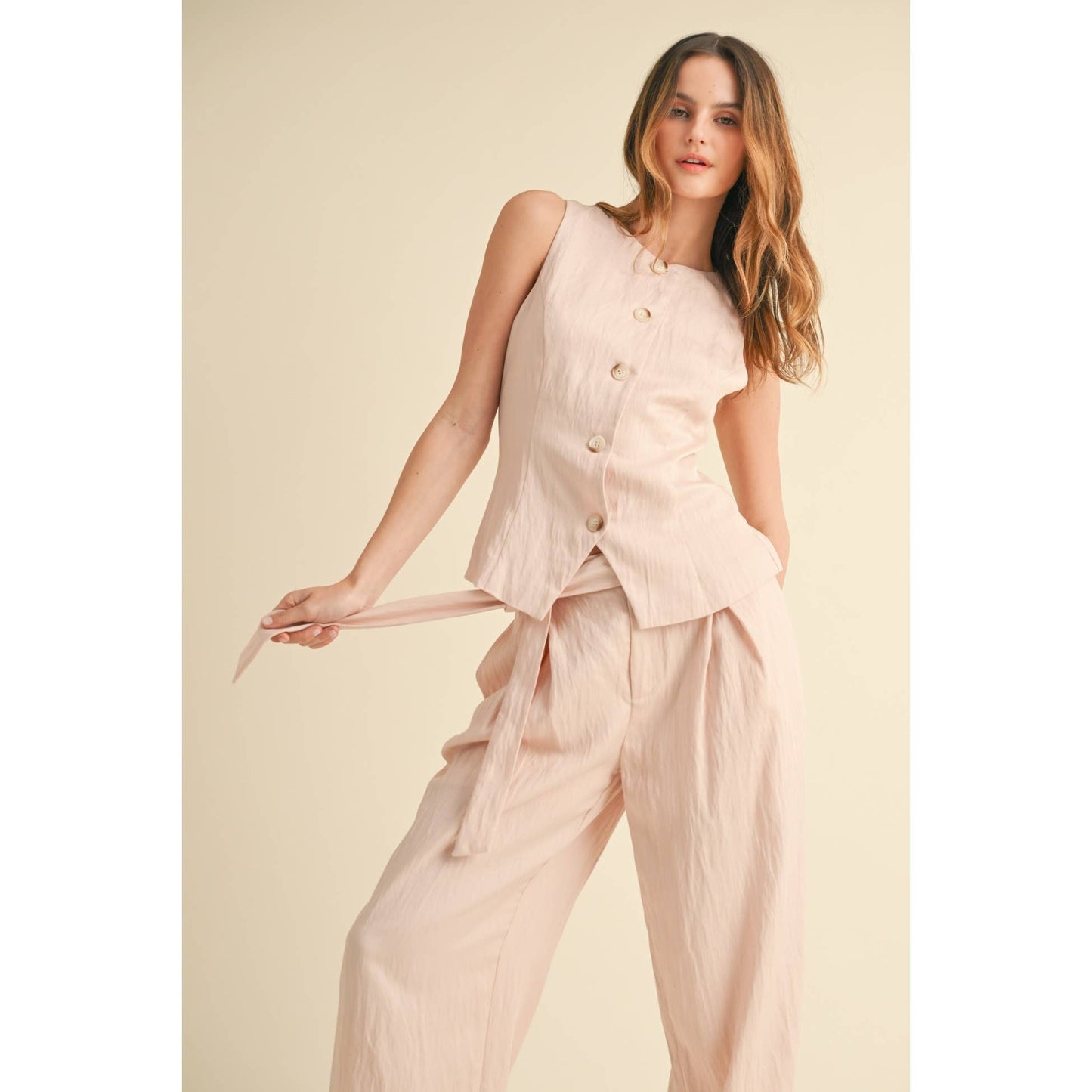 SLEEVELESS TOP AND WIDE-LEG PANTS SET - TOP ONLY
