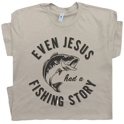 Jesus Fishing Story Shirt Cool Christian Religious Theme Tee