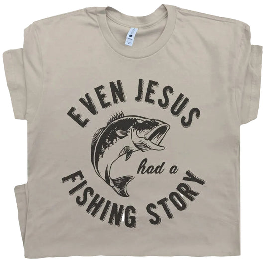 Jesus Fishing Story Shirt Cool Christian Religious Theme Tee