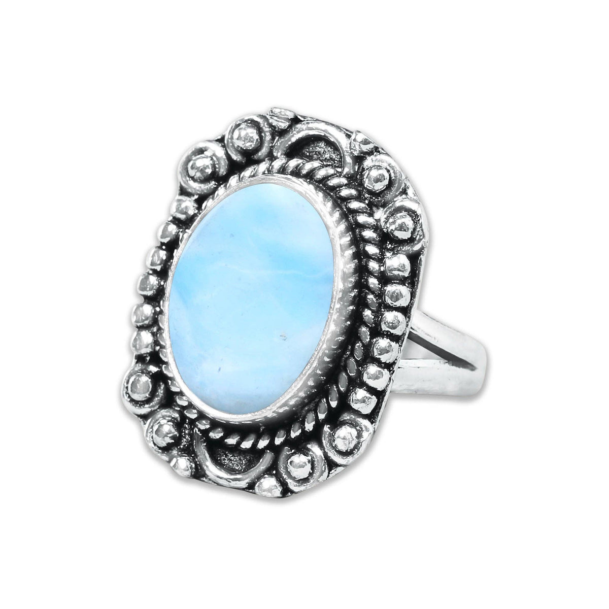 Larimar Rings – Silver-Plated, Handmade, Ocean Blue Dominican Stone (US Sizes 6–10) | Wholesale