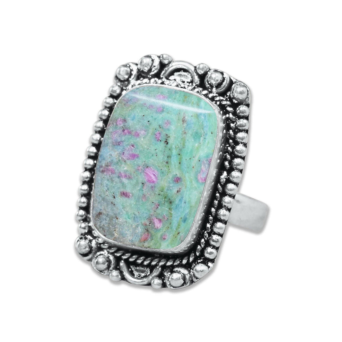Fuchsite Rings – Handmade, Silver-Plated, Shimmery Green Crystal (Made to Order)