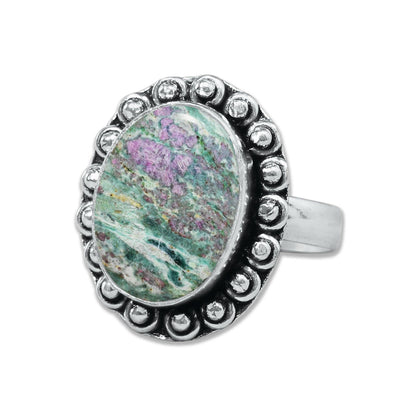 Fuchsite Rings – Handmade, Silver-Plated, Shimmery Green Crystal (Made to Order)