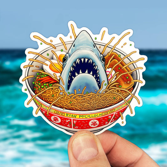 VINYL STICKER: Ramen Bowl Shark