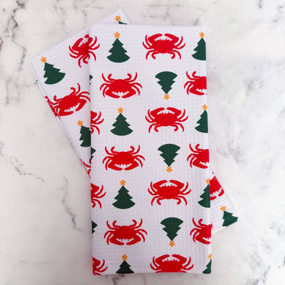 Crab & Christmas Tree Pattern Kitchen Dish Tea Towel
