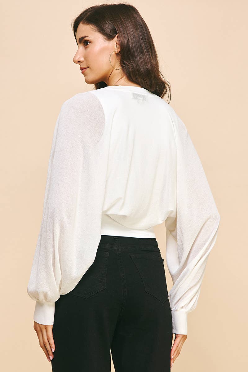 CROPPED OPEN CARDIGAN - OFF WHITE