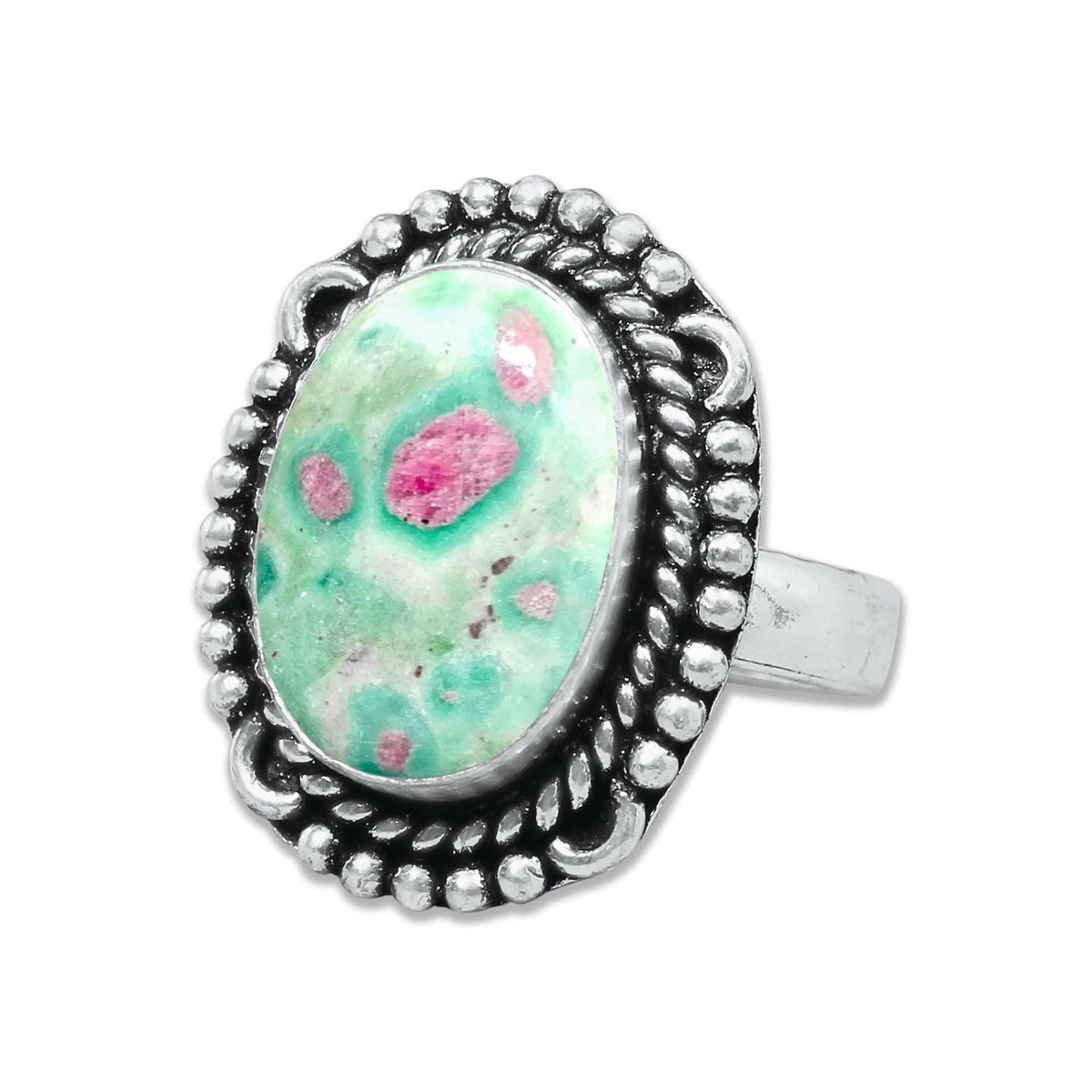 Fuchsite Rings – Handmade, Silver-Plated, Shimmery Green Crystal (Made to Order)