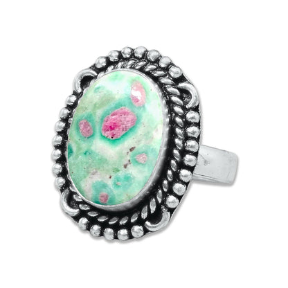 Fuchsite Rings – Handmade, Silver-Plated, Shimmery Green Crystal (Made to Order)