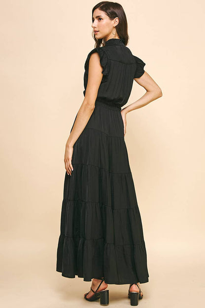 SATIN TIERED MAXI DRESS - 3775DD