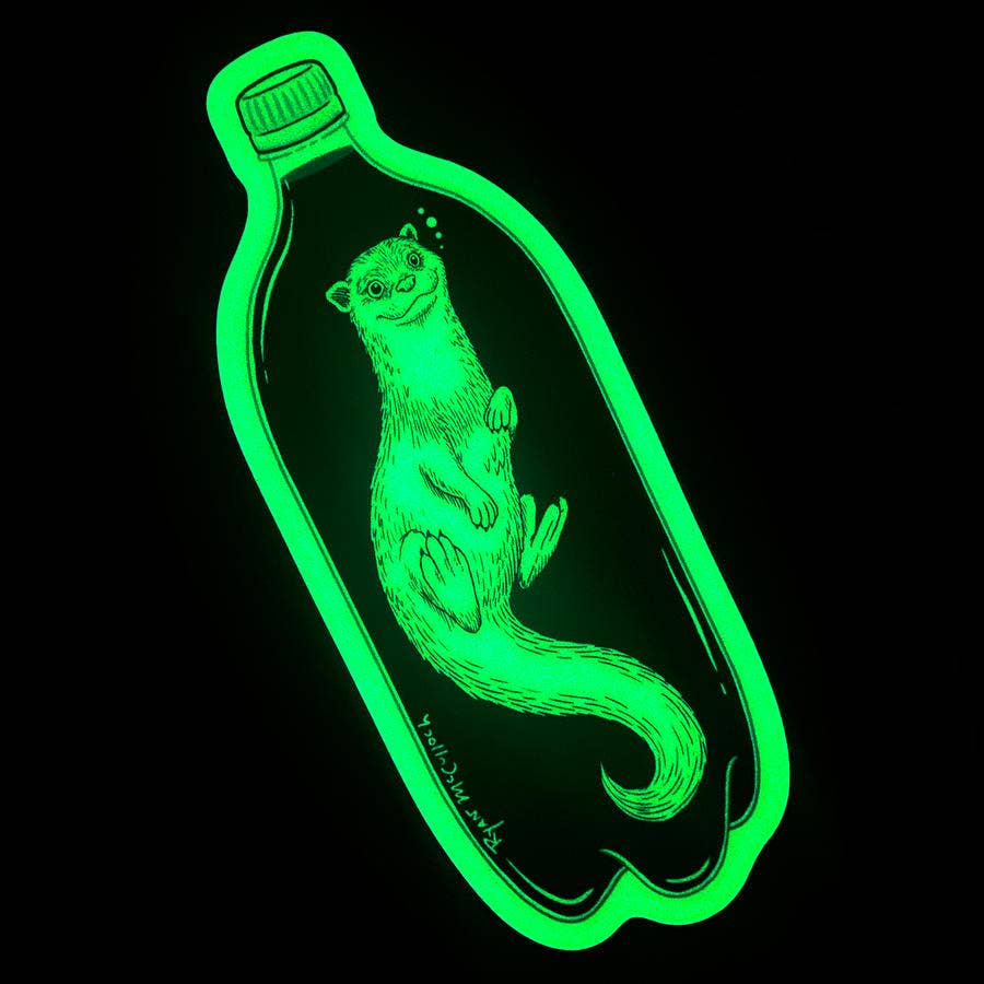 GLOW-IN-THE-DARK STICKER: Otter Pop (River Otter in Soda)