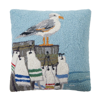 Seagull On Pier w/Buoys Hook Pillow - Susan Winget