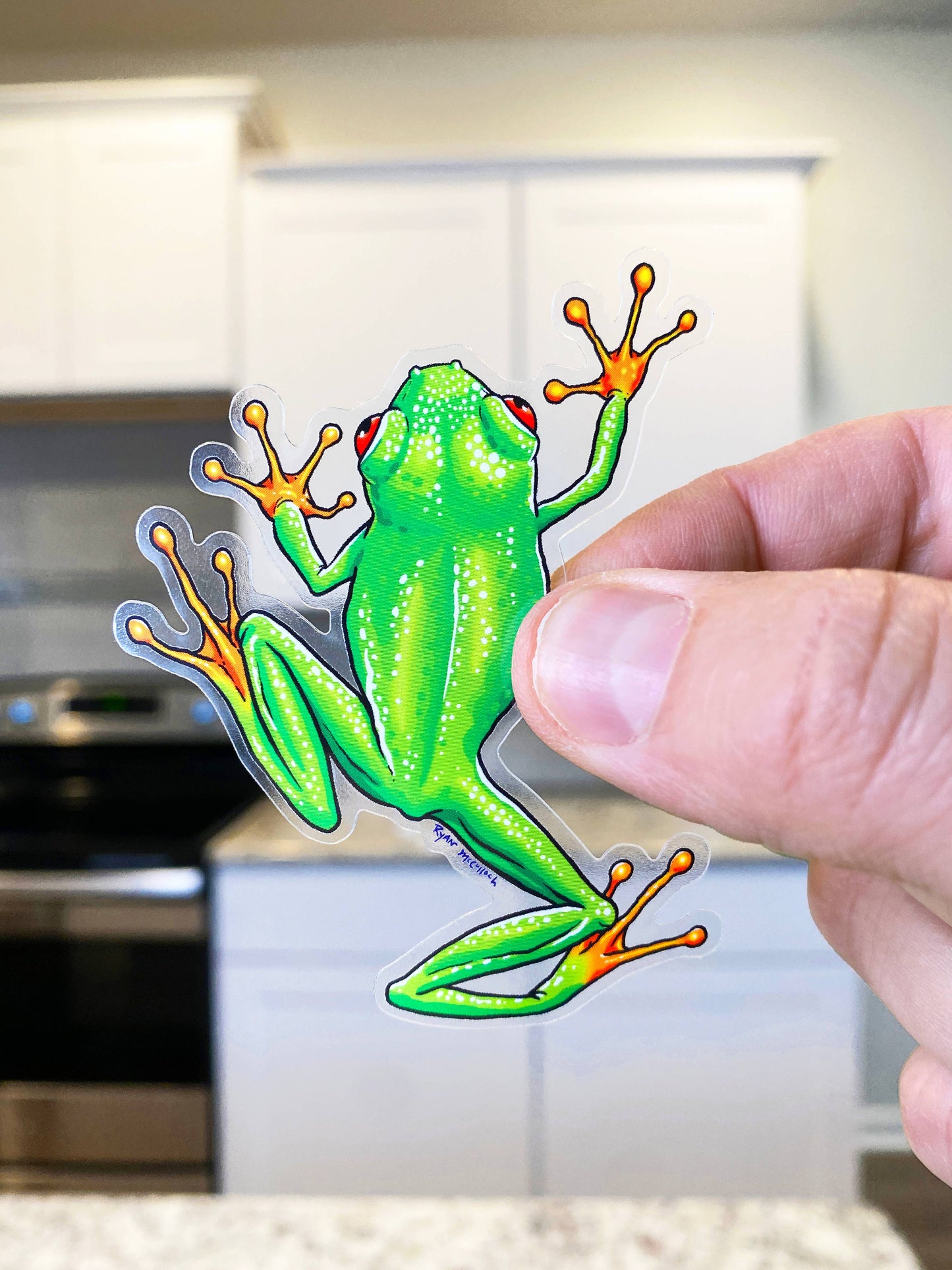 CLEAR STICKER "Tree Frog (Back)" Cute Red Eyed Tree Frog