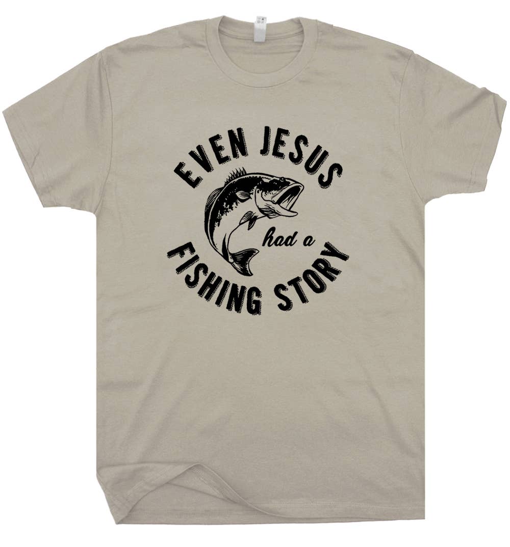 Jesus Fishing Story Shirt Cool Christian Religious Theme Tee