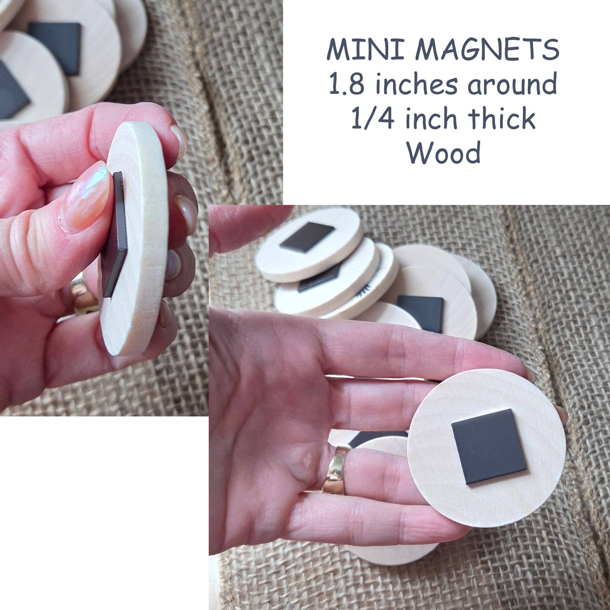 Mini Magnets- Wood, Custom Designs- up to 3 Designs per Case