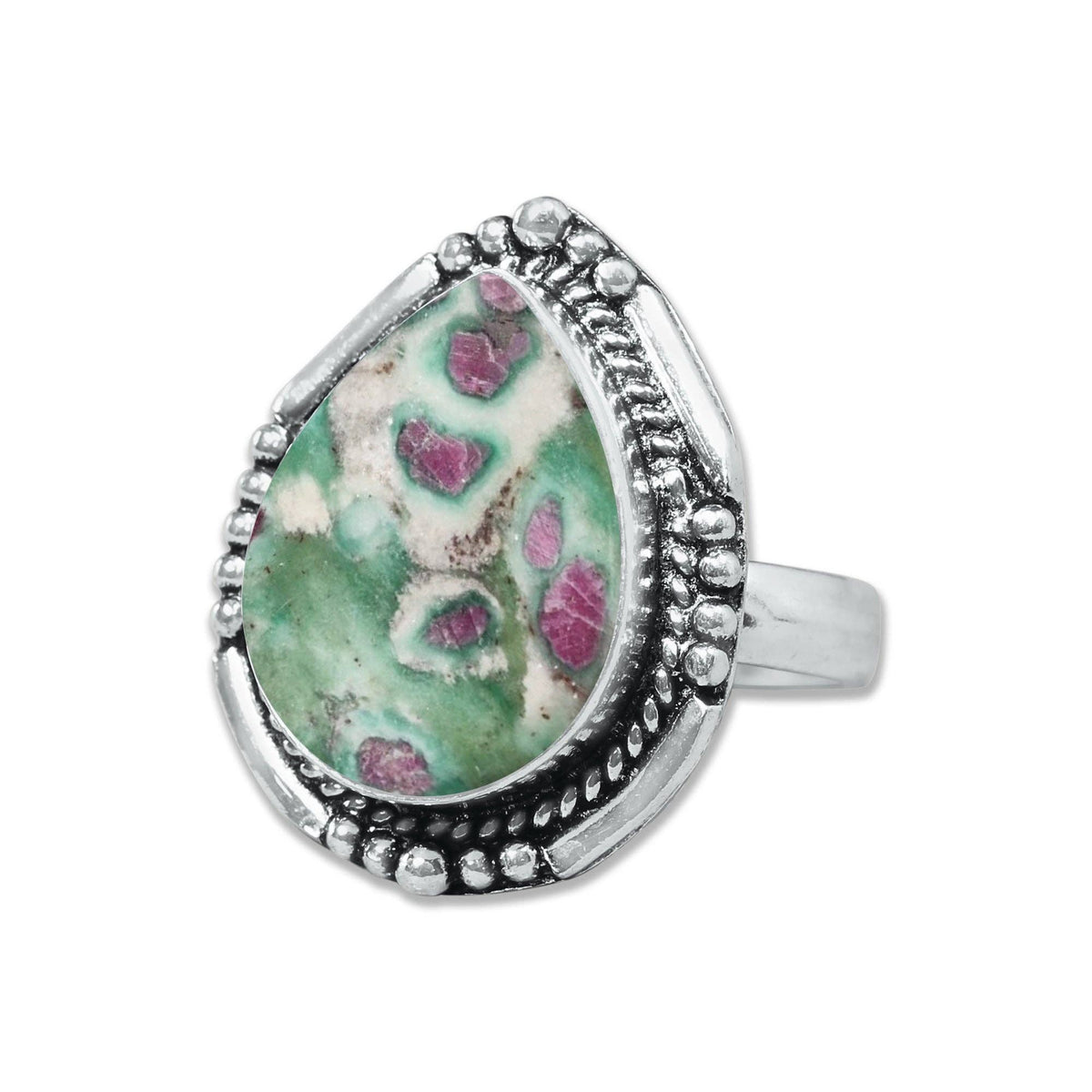 Fuchsite Rings – Handmade, Silver-Plated, Shimmery Green Crystal (Made to Order)