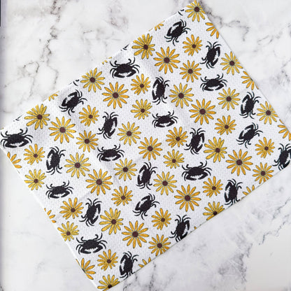 Black Eyed Susan Maryland Crab Double Sided Waffle Kitchen Dish Towel